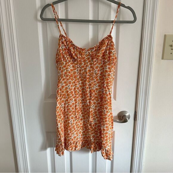 Princess Polly Orange Floral Mini Dress Rayon Size 6 - Picture 1 of 8